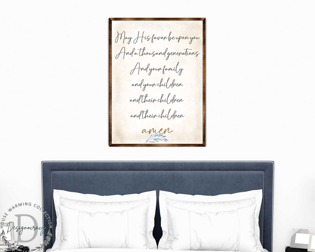 Blessing Quote Sign- May His Favor Be Upon You - Housewarming gift - Gift for newlyweds - Bible Verse scripts - Christian sign decor - Wedding gift - Blessing sign - Living room decor - 310353