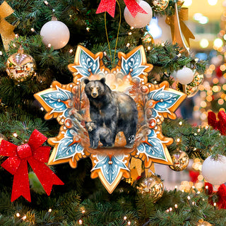 Black Bear Snowflake Large Wooden Ornament by G. Debrekht - Nature Wildlife Decor - 8688407M