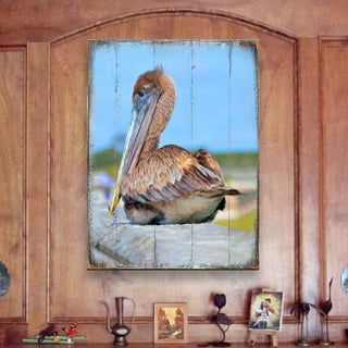 Spengler Pelican Wooden Coastal Wall Art by Nature Wonders - Coastal Sea-Life Decor - 95325B