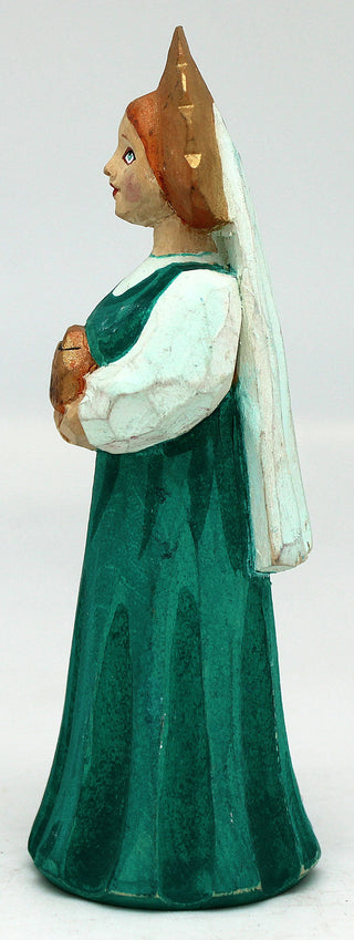 One-of-a-Kind Women with Box Wood Carved Ornament 5.5