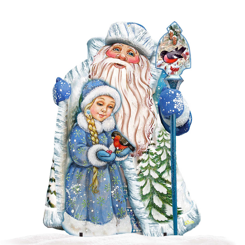 Santa with Girl Christmas Outdoor Decor by G. DeBrekht - Christmas Santa Snowman Decor - 8111410F