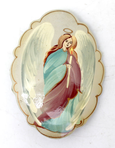 Handpainted Lacquered Miniature Jewelry Brooch Pin by G.DeBrekht Unique Handmade Gift Collectible and Home Decoration