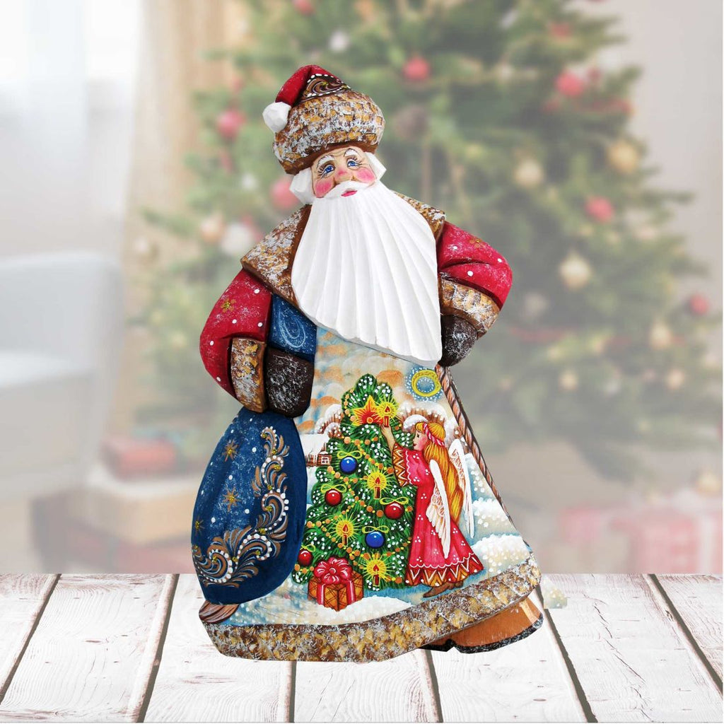 Santa Tree and Angel Hand-Painted WOODCARVED Masterpiece by G. DeBrekht - Christmas Decor - 8214816 *** PRE-ORDER - Handmade Just for You! ***