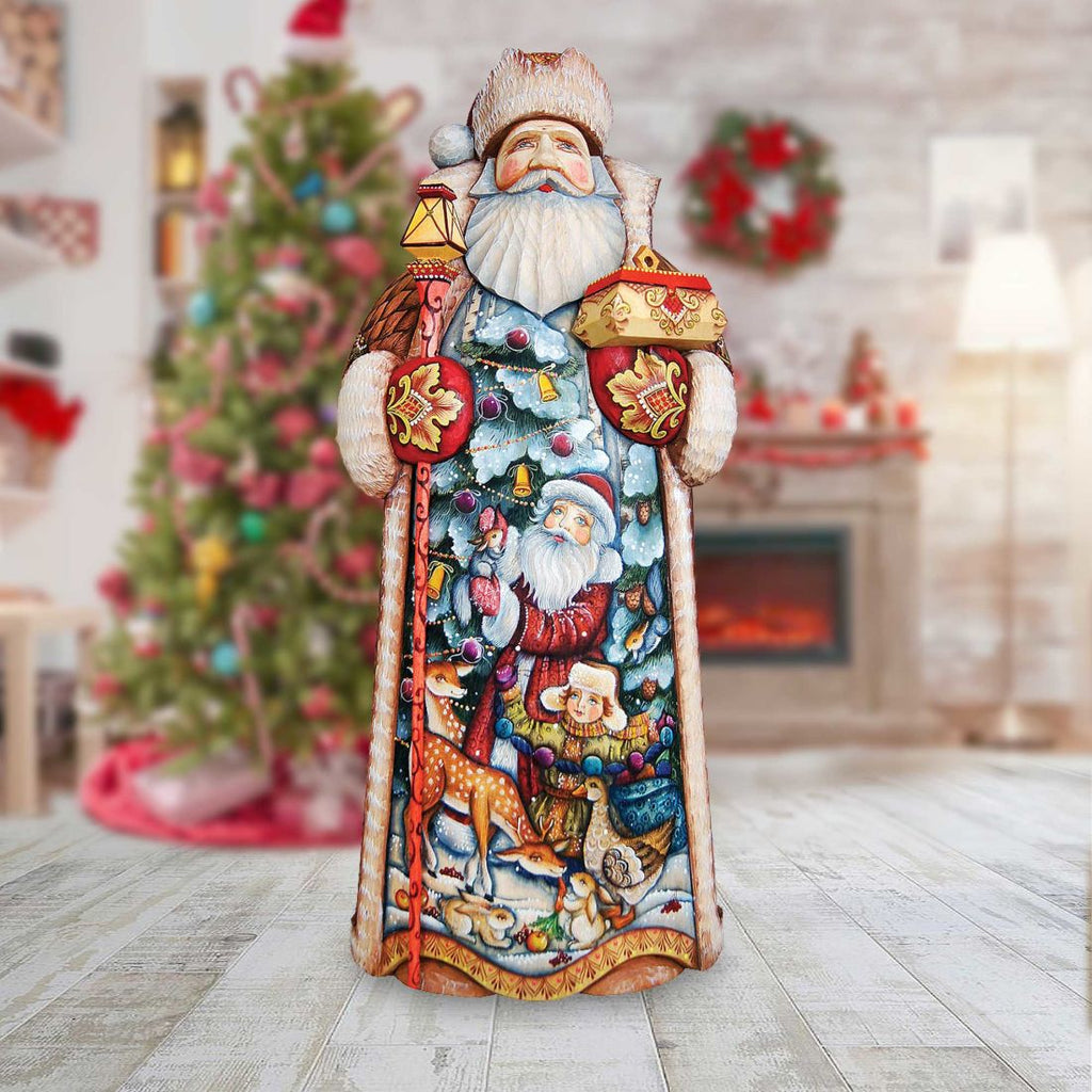 Delight Santa Hand-Painted WOODCARVED Masterpiece by G. DeBrekht - Wildlife Holiday Decor - 215626
