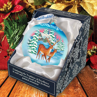 Winter Deer's Ball Glass Ornament Christmas Decor by G. DeBrekht - 73114