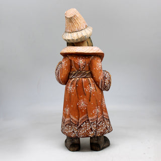 One-of-a-Kind Man with Garmoshka WOODCARVED Figurine 12x5x35 by G. Debrekht - Unique Hand-carved and Hand-Painted Collectible