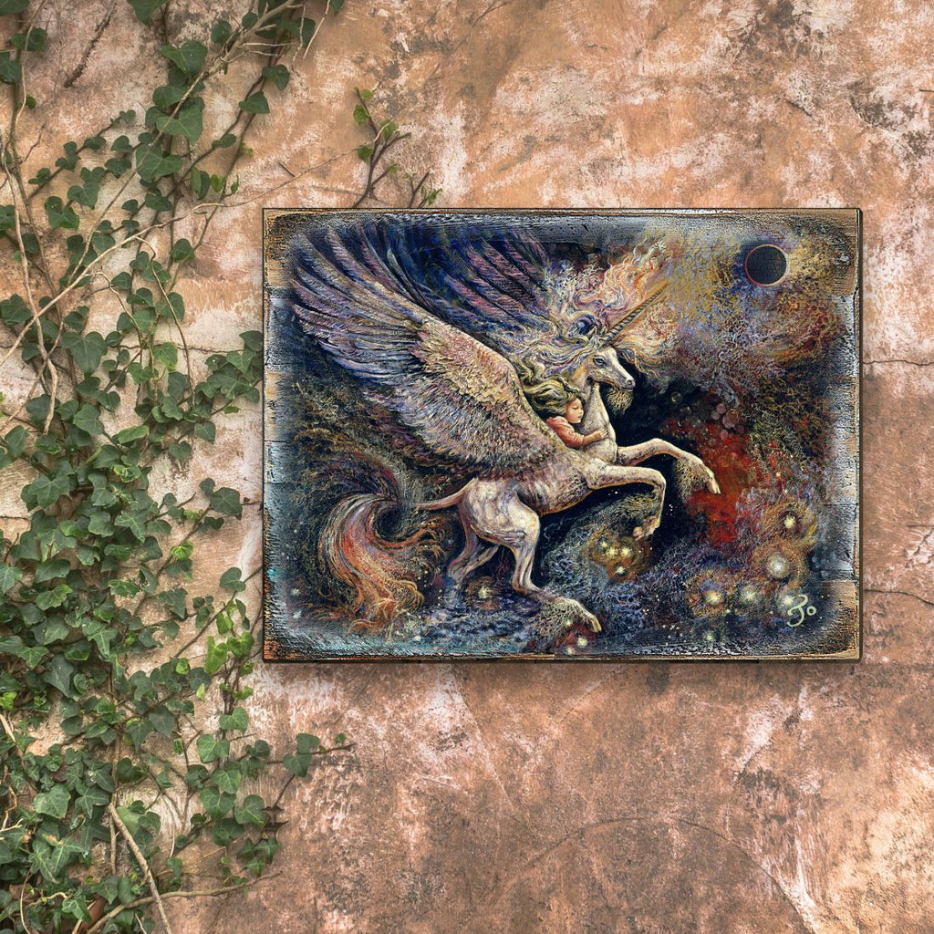 Unicorn Pegasus Fantasy Wooden Wall Art by Josephine Wall - Fantasy Decor - 852140-JW