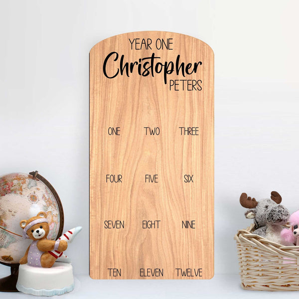 My First Year Picture Frame, Cut Bear Shape Baby Photo Frame Wood Board Personalized 12 Months Baby Photo Display 1st Birthday Memories Gift For Boy