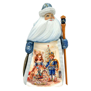 Clara and Nutcracker Prince Santa Hand-Painted WOODCARVED Figurine by G. DeBrekht - Christmas Santa Snowman Decor - 8209017