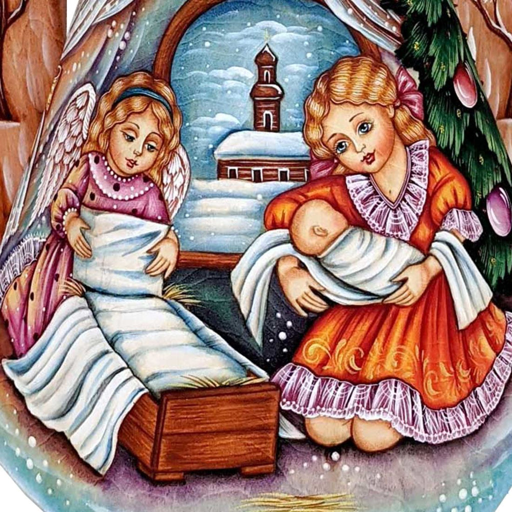 The Beloved Son's Crib Angel Hand-Painted WOODCARVED Figurine by G. DeBrekht - Nativity Holiday Decor - 250052-1
