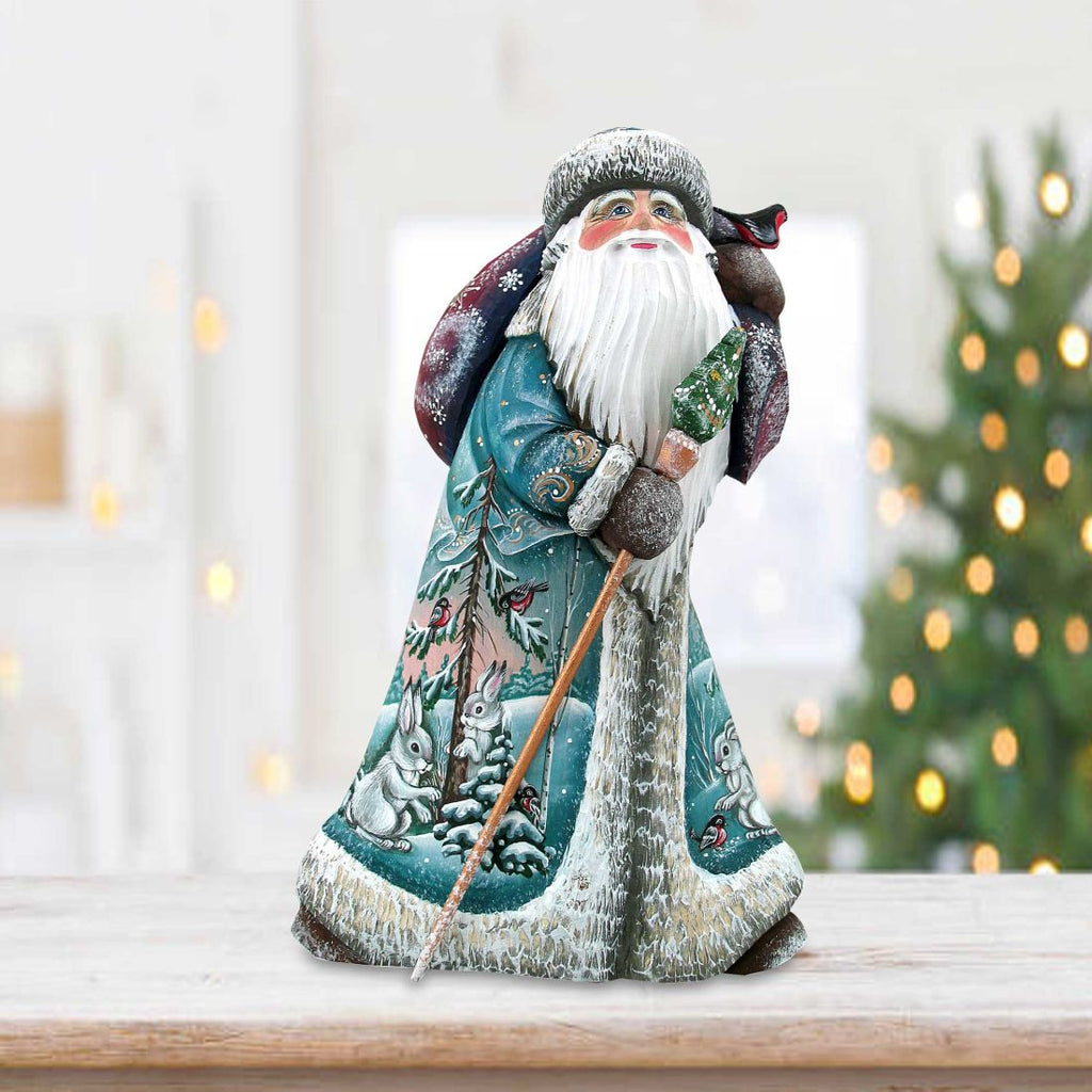 Hopping Along Wilderness Hand-Painted WOODCARVED Figurine by G. DeBrekht - Wildlife Holiday Decor - 821841