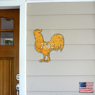 Rooster Wooden Custom House Number Sign by G. DeBrekht - Nature Wildlife Decor - Handcrafted Wooden Handcrafted Wooden Handcrafted Wooden Address Sign - MA98135