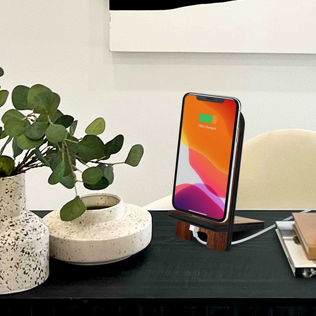 Worries Away Cell Phone Stand Family Decor Wood Mobile Tablet Holder Charging Station Organizer - 892065