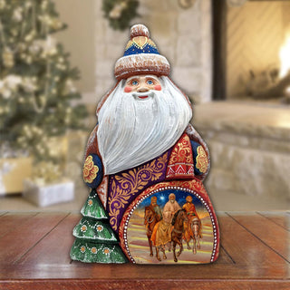 Three Kings Journey Santa Hand-Painted WOODCARVED Masterpiece Figurine by G. DeBrekht - Nativity Holiday Decor - 8206022