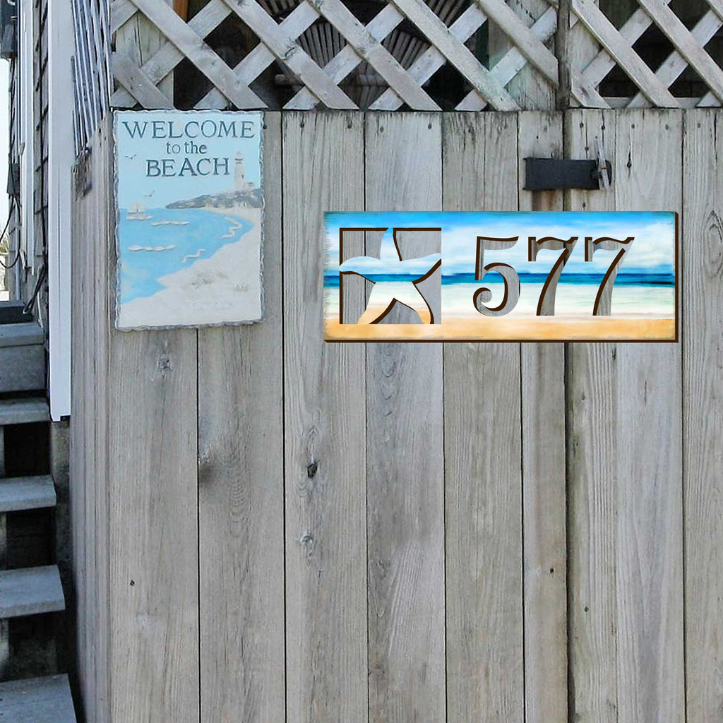 Address Sign - Beach House Numbers - Variety of Designs - Custom Coastal Door Numbers Sign - Wooden Crab Cottage Number Plaque - MA9898030