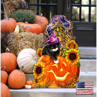 Halloween Kitten Door Decor by D. Gelsinger - Thanksgiving Halloween Decor - 8461066H-DG