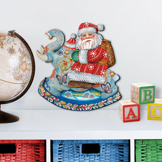 Santa On Elephant Christmas Door Decor by G. DeBrekht - Christmas Santa Snowman Decor - 8111380H