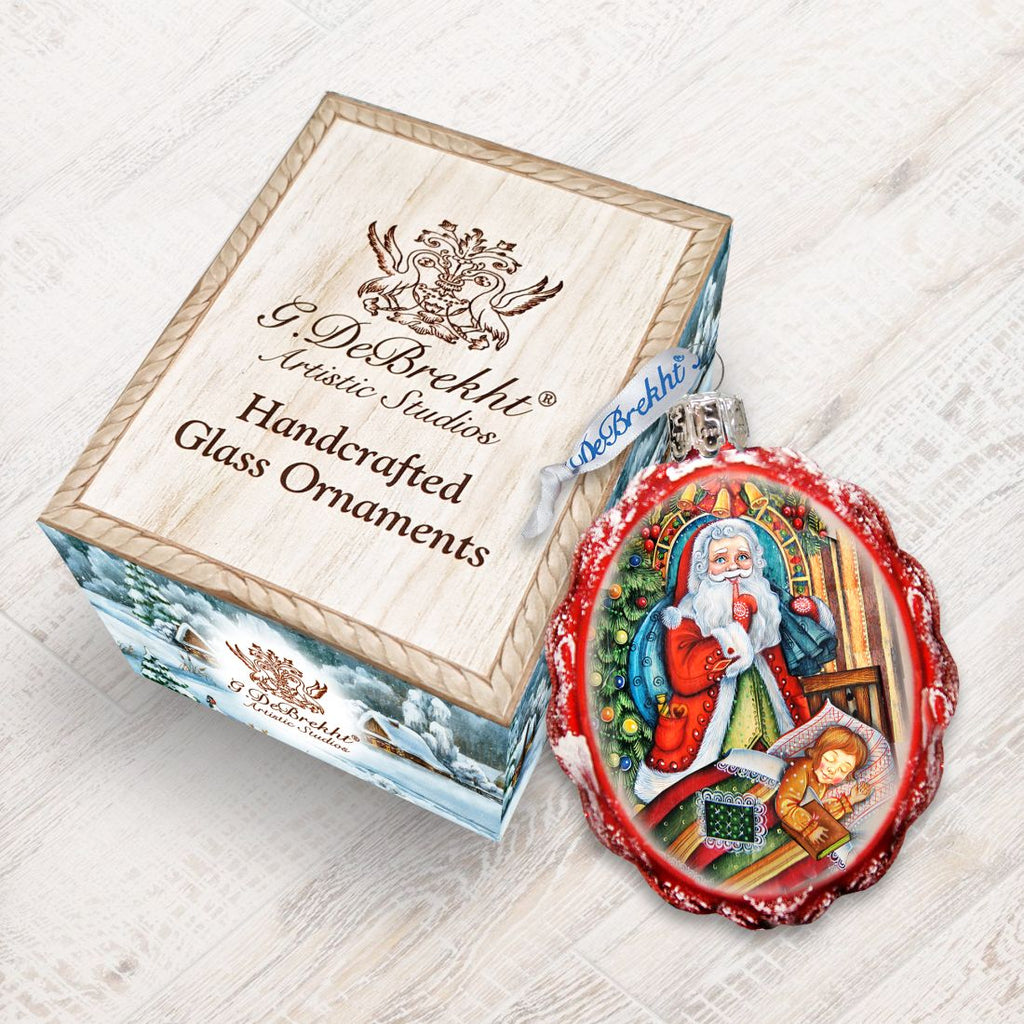 Christmas Night Mercury Glass Ornament by G. DeBrekht - Christmas Santa Snowman Decor - 773023