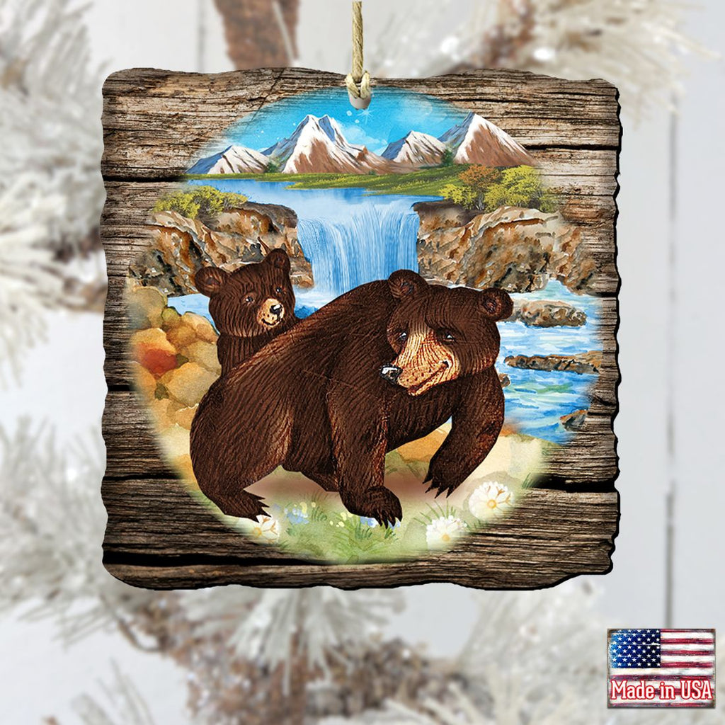 Bear Cabin Christmas Wooden Ornaments by G. DeBrekht - Wildlife Holiday Decor - 8114081