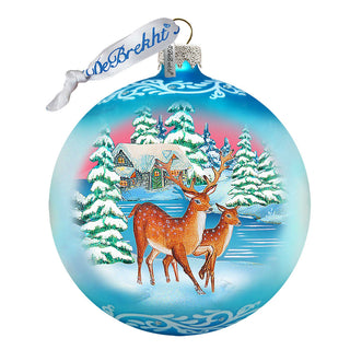 Winter Deer's Ball Glass Ornament Christmas Decor by G. DeBrekht - 73114