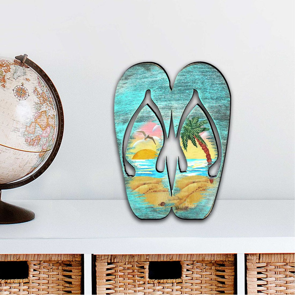 Rustic Flip Flops Coastal Outdoor Decor Large Ornament by G. DeBrekht - Coastal Holiday Decor - 8198523M