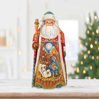 Away in the Manger Santa Hand-Painted WOODCARVED Masterpiece by G. DeBrekht - Nativity Holiday Decor - 214523 *** PRE-ORDER - Handmade Just for You! ***