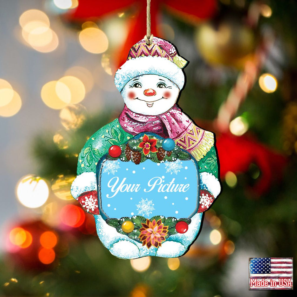 Snowman Christmas Picture Frame Ornaments - Ornament for Photo - Christmas Santa Snowman Decor - 8116010PF