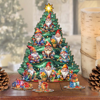 Gnomes Christmas Tree Eco Wood Set by G.DeBrekht Christmas Decor - 8091512