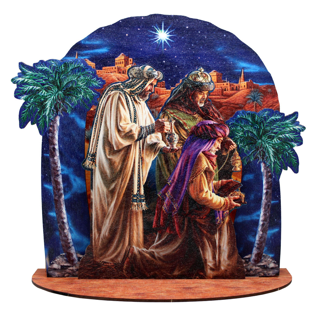 Three Kings Decorative Village Eco Wood Set Art by D. Gelsinger - Nativity Holiday Decor - 852765