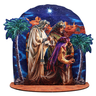 Three Kings Decorative Village Eco Wood Set Art by D. Gelsinger - Nativity Holiday Decor - 852765