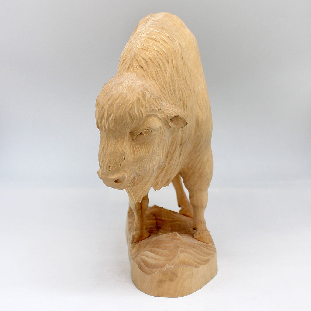 One-of-a-Kind The Bison WOODCARVED Figurine Large 11 x 9.5