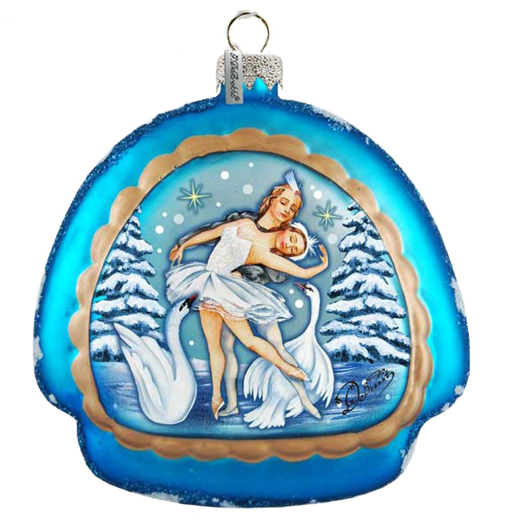 Swan lake rainbow, Scenic Glass Ornament by G. DeBrekht 756-004