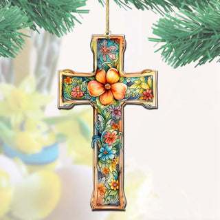 Blossom Cross Wooden Ornaments by G. DeBrekht Easter Spring Decor - 8688165