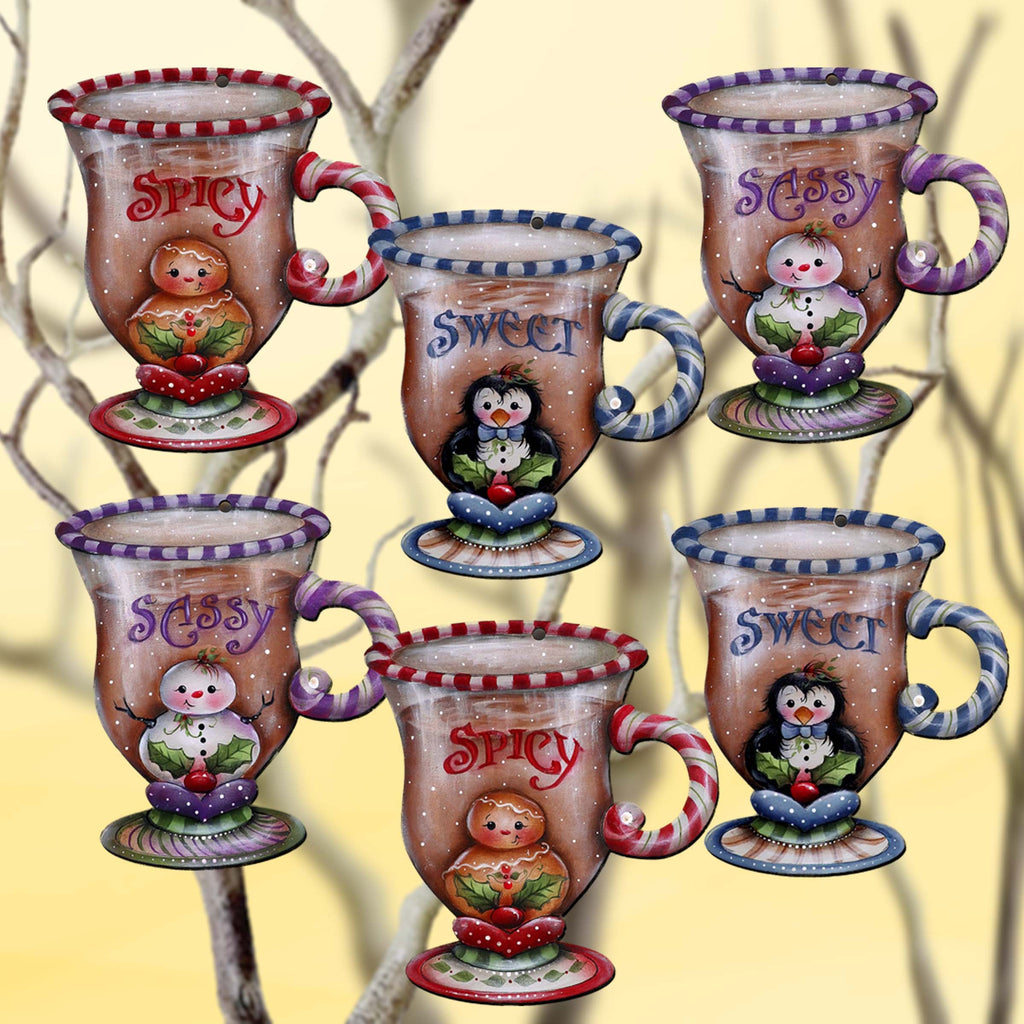 Sweet and Spicy Season Clip-On Eco Wood Decorative Ornaments Set of 6 by Jamie Mills-Price - Christmas Decor - 8090053C-MP-S6