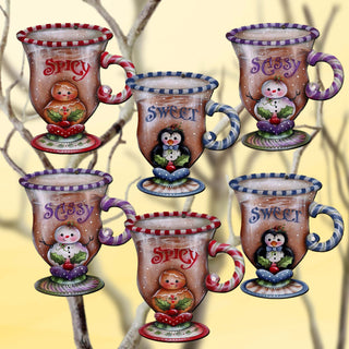 Sweet and Spicy Season Clip-On Eco Wood Decorative Ornaments Set of 6 by Jamie Mills-Price - Christmas Decor - 8090053C-MP-S6