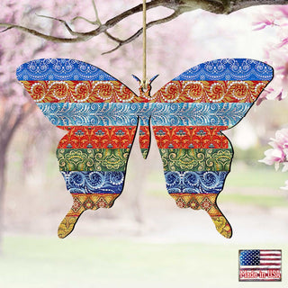 Quilted Butterfly Wooden Ornaments by G. DeBrekht - Easter Spring Decor - 8198718