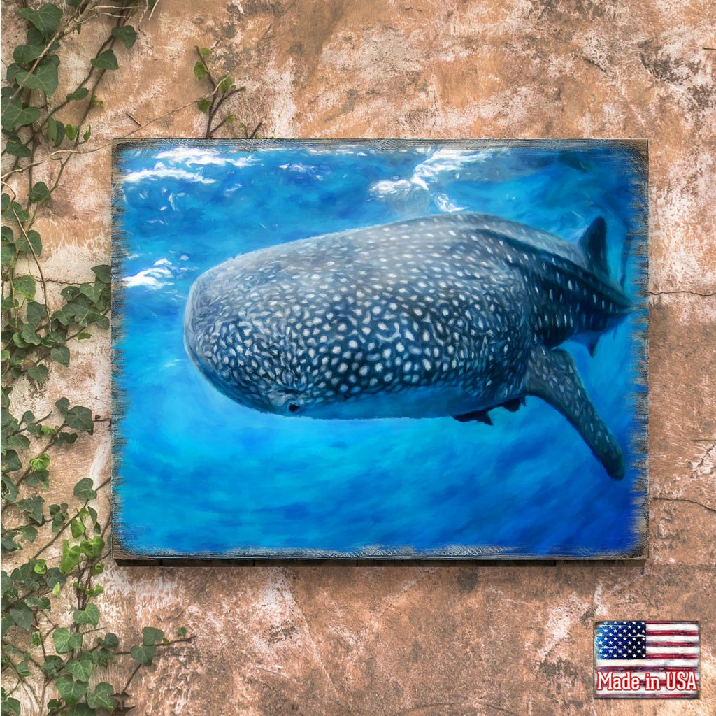 Blue Whale Art Wooden Wall Art by Nature Wonders - Nature Wildlife Decor - 95401B