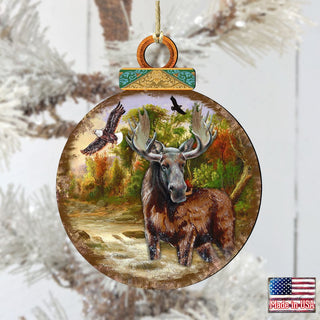 Woodsy Moose Ball Wooden Ornaments by G. DeBrekht - Wildlife Holiday Decor - 8025215