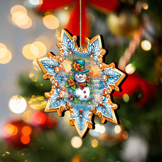 Snowman Snowflake Wooden Ornaments by G. Debrekht - Christmas Santa Snowman Decor - 8688425