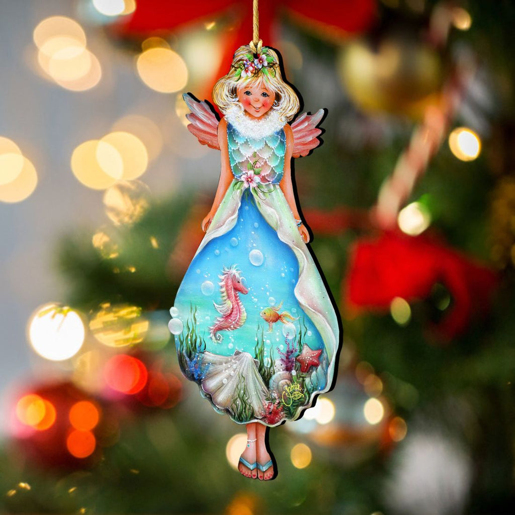 Coastal Fairy Wooden Ornaments by Jamie Mills-Price - Coastal Holiday Decor - 8457901