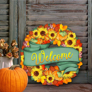 Flower Fall Holiday Door Wreath by G. DeBrekht - Thanksgiving Halloween Decor - 8185305-2H