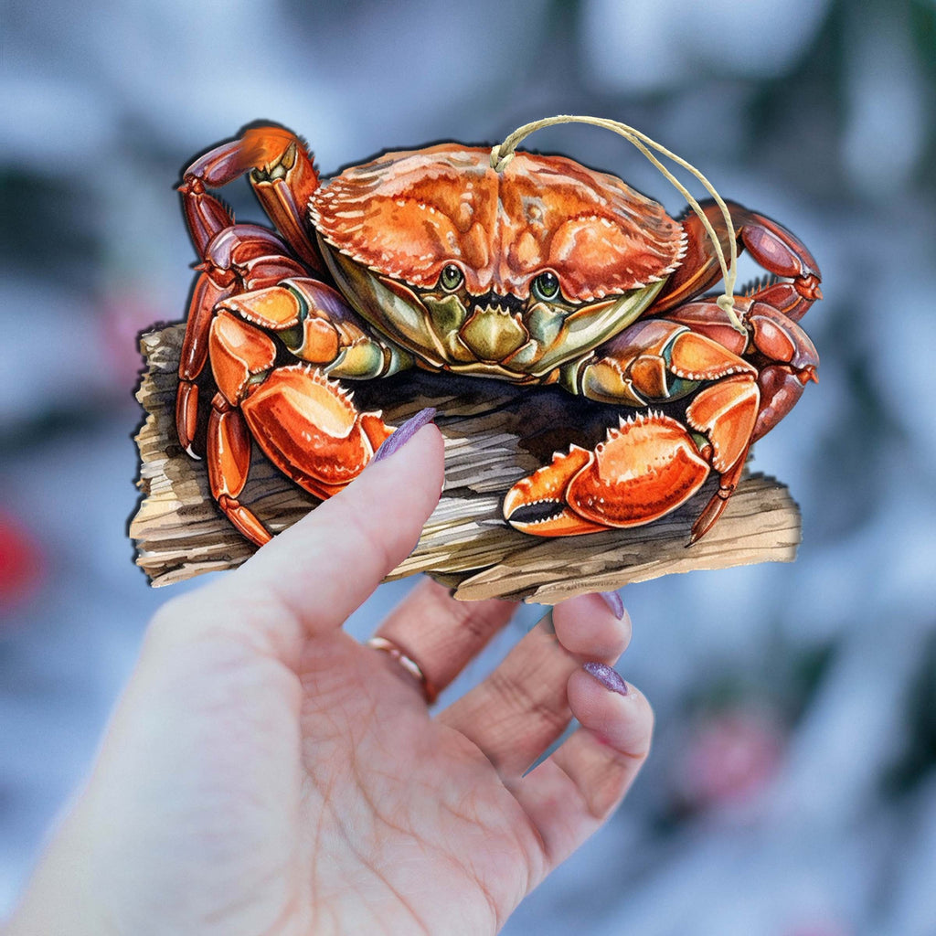 Alaskan Charming Crab Wooden Ornaments by G.Debrekht - Wildlife Holiday Decor - 8710121-2