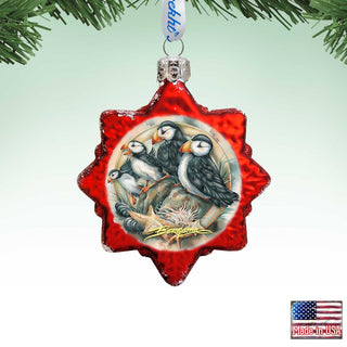 Send in the Clowns Puffins Mercury Glass Ornament by J. Bergsma - Wildlife Holiday Decor - 7783848-JB