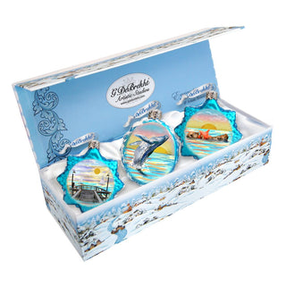 At the Sea Mercury Glass Ornaments Set of 3 by G. DeBrekht - Coastal Holiday Decor - 770134S3