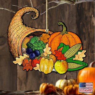 Give A Thanks Wooden Ornaments by G. DeBrekht - Thanksgiving Halloween Decor - 8158905