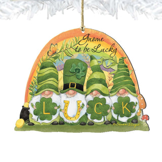 St Patrick's Gnomes Wooden Ornaments by Susan Winget - Celtic Decor - 8471110-SW