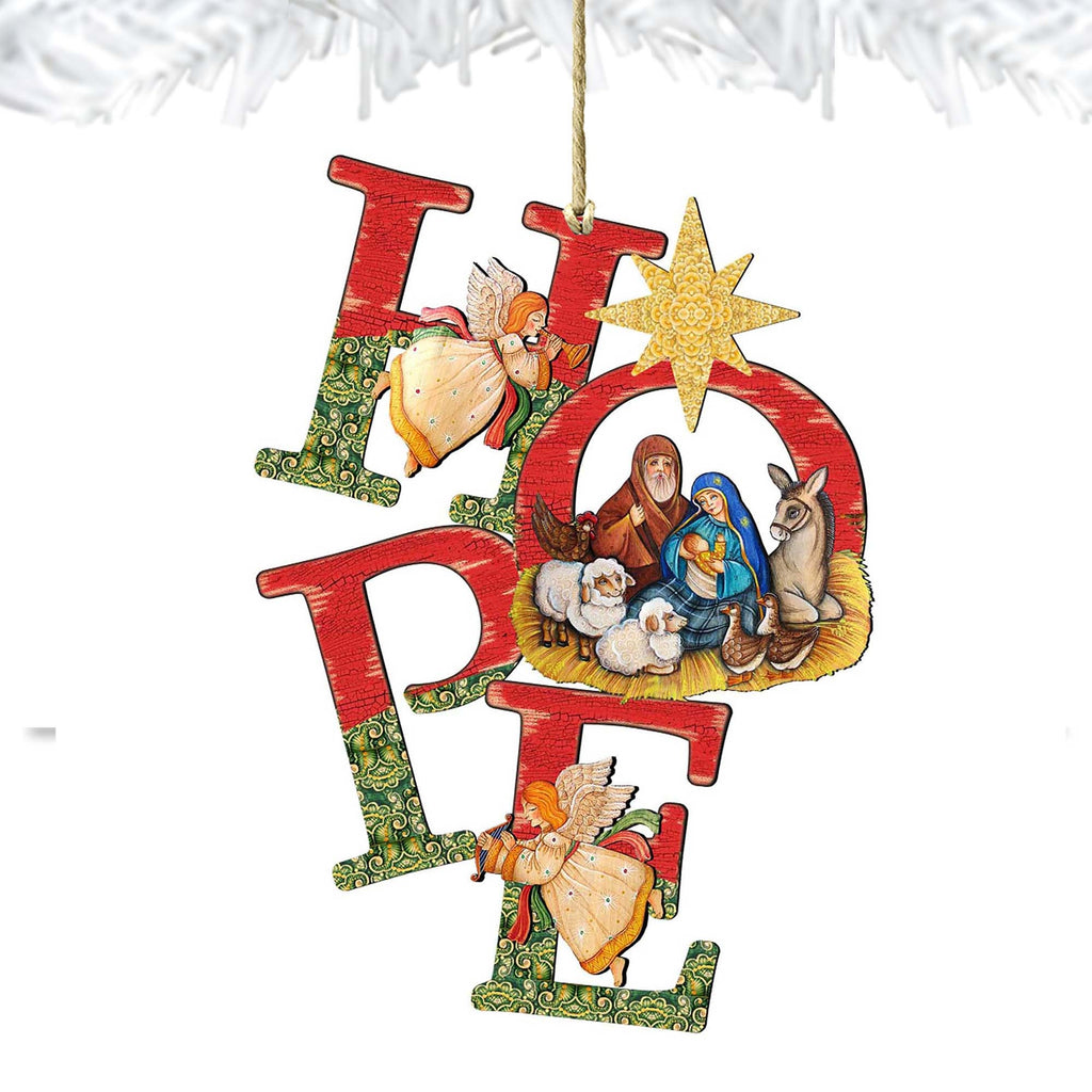 Hope Nativity Wooden Ornaments by G. DeBrekht - Nativity Holiday Decor - 8121461