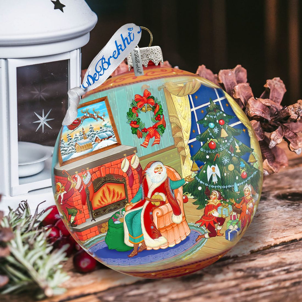 Christmas Eve Ball Glass Ornament Limited Edition by G. DeBrekht - Christmas Santa Snowman Decor - 73846