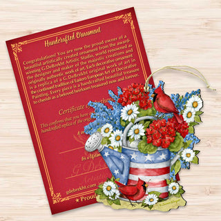 Patriotic Decoration American Watering Can - Flowerpot Ornament - Handmade Gift Rustic Adornment - Wooden Ornament by Susan Winget - 8471212-SW