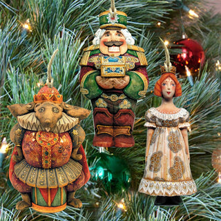 Nutcracker Wooden Ornaments Set of 3 by G. DeBrekht - Christmas Decor - 8100010S3